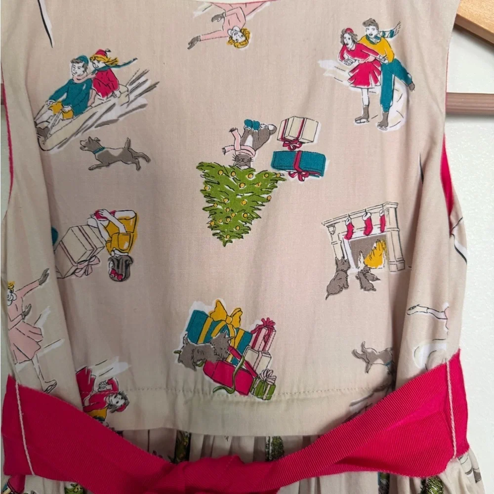 Vintage Joules Christmas Themed Girls Dress Sleeveless Size 4-5